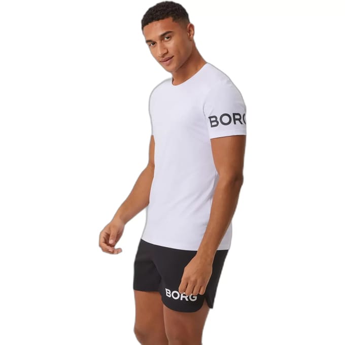 Björn Borg Sportshirt Heren Korte Mouw - Wit - Gerecycled Polyester - Maat S