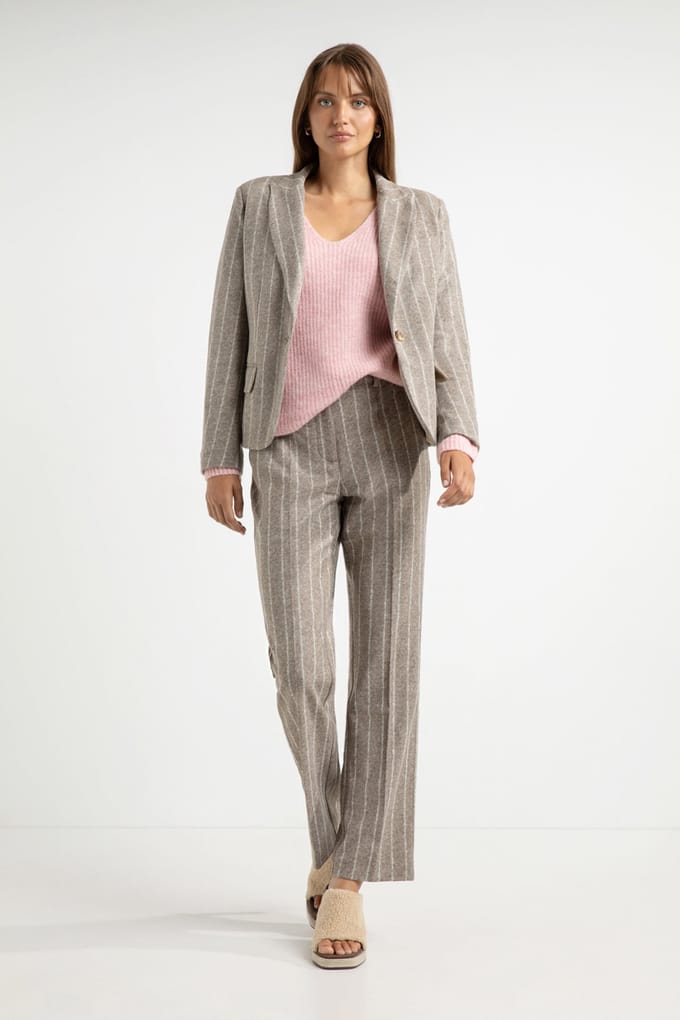 Josephine & Co Alix Blazer Mocca Stripe Maat: 38 | Outlet | Dames | Bruin