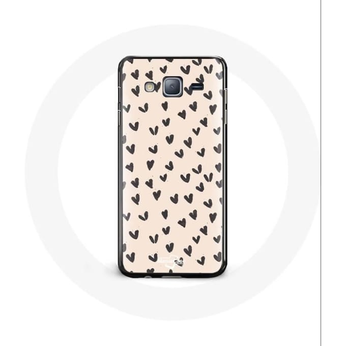 Coque pour Samsung Galaxy j3 2016 Fond de texture abstraite coeurs noirs