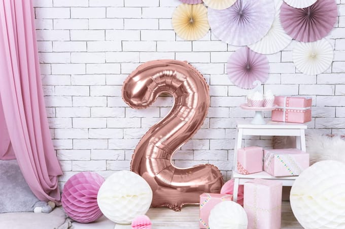 Cijfer 2 (86 cm) - Rosé Goud