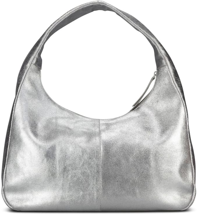 JOST Leren schoudertas Silver Shimmer Hobo Bag Silver zilverkleurig