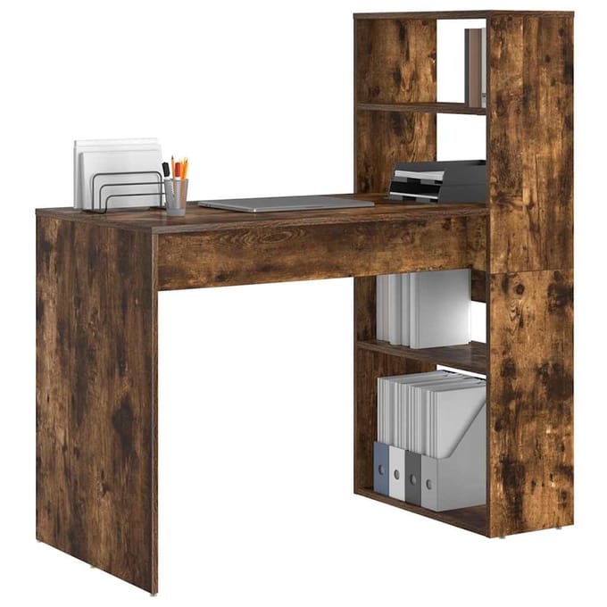 vidaXL - Bureau - Rook - Eiken - Bewerkt - hout - 113 - x - 54 - x - 120 - cm