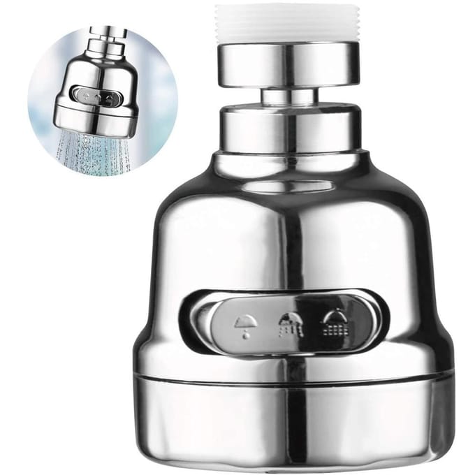 Keukenkraanbeluchter Verstelbare 3-standensproeier Filter Diffuser Waterbesparende sproeikop Badkraanconnector zilver