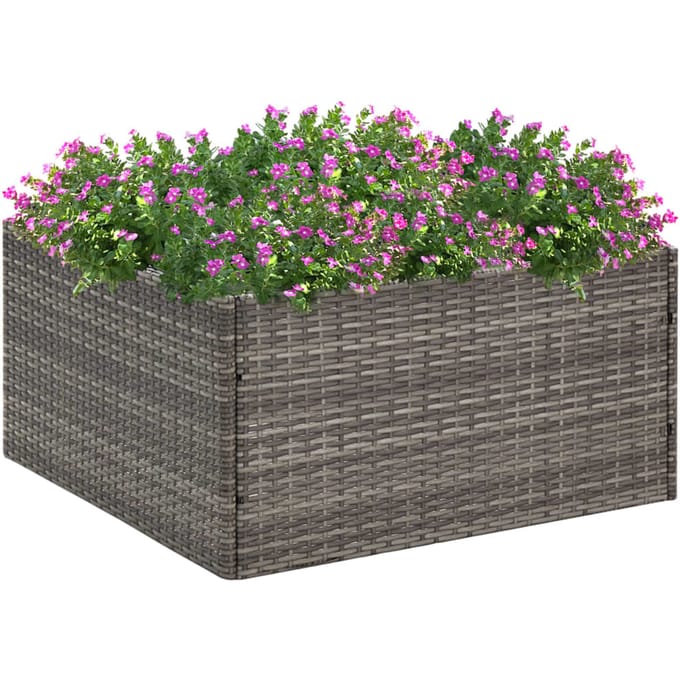 vidaXL - Plantenbak - 80x80x40 - cm - poly - rattan - grijs