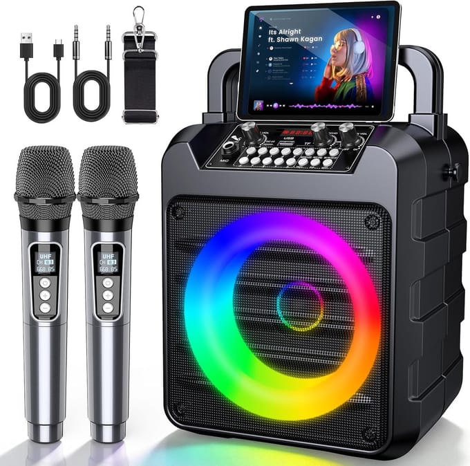 Draagbare Karaoke - Muziekbox Zang - Feestjes Thuis - Met 2 Microfoons - 37 x 18 x 27