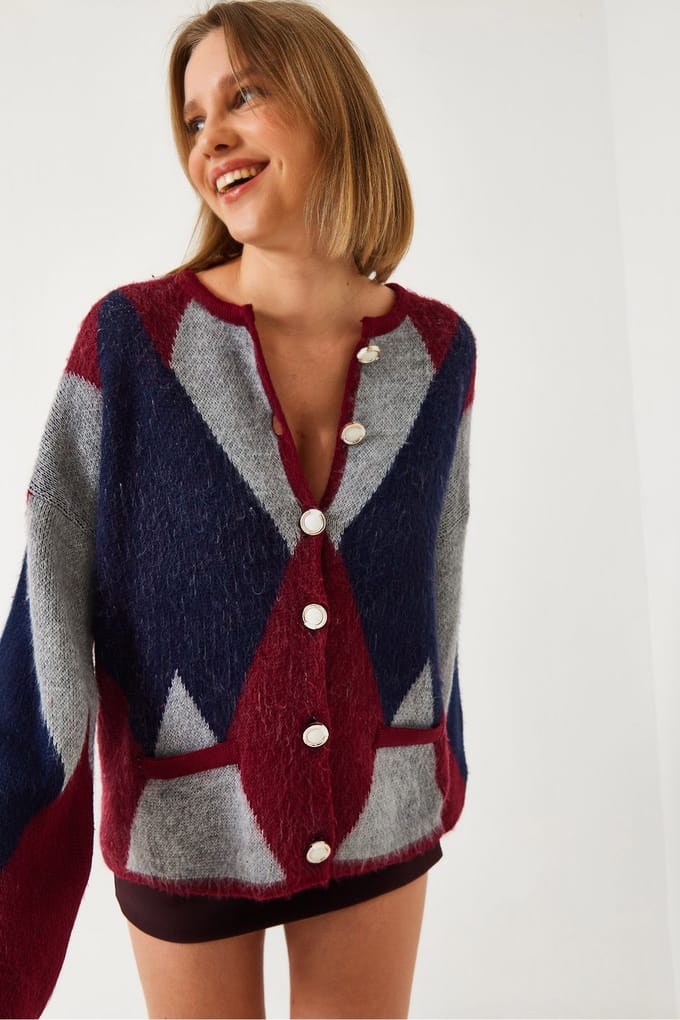 Geknoopte geometrische patroon cardigan