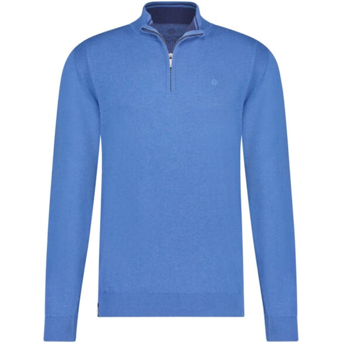 Fellows United - Half zip trui - Mannen - L - Midden Blauw - Katoen - 99.1104