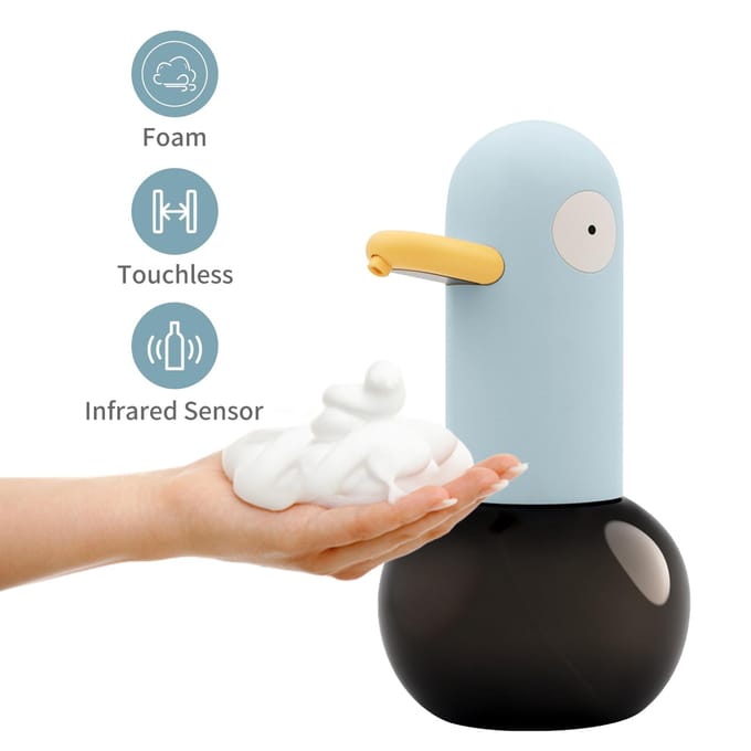 400 ml eendvormige automatische schuimzeepdispenser Touchless schuimende zeepdispenser USB oplaadbaar blauw