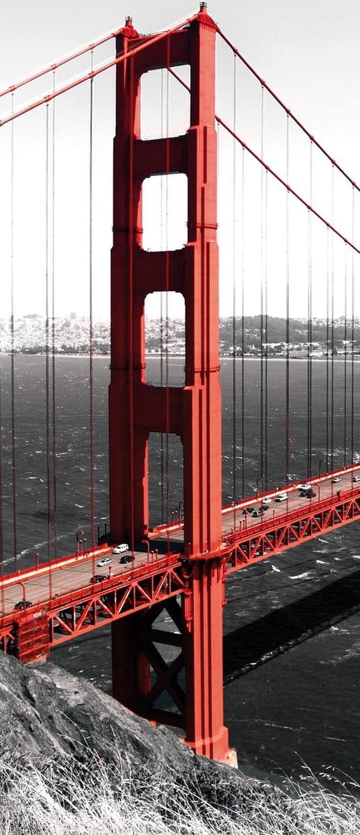 Fotobehang Brug | Rood, Zwart | 91x211cm