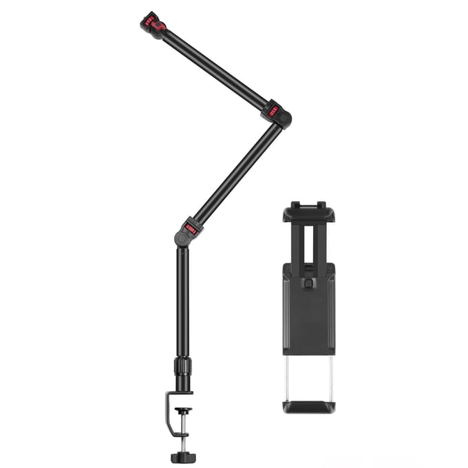 PULUZ PU3103B Desktop Live Streaming Stand 3-sectie Flexibele uitschuifbare armen CClamp Bureauhouder zwart
