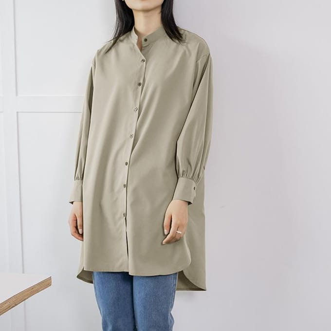 Dames Longsleeve Dames Losse Midi Shirtjurk M gray