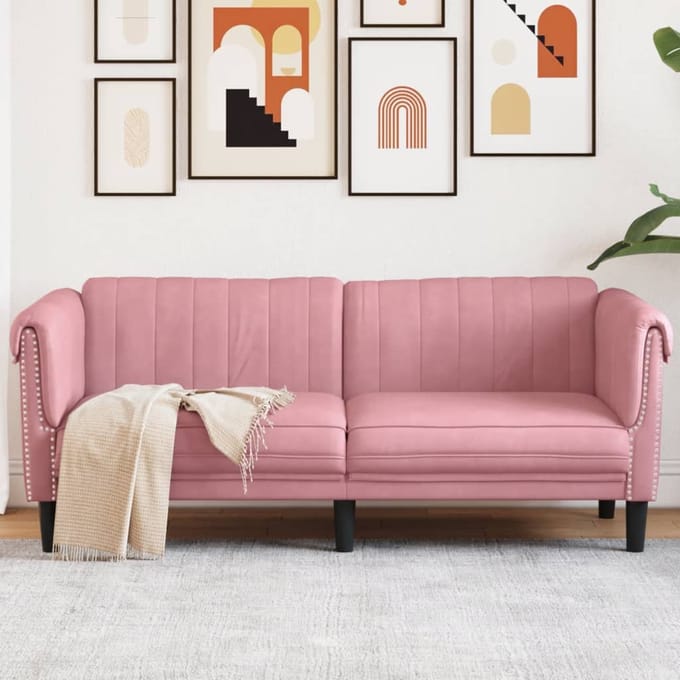 vidaXL - 2-zitsbank - fluweel - roze