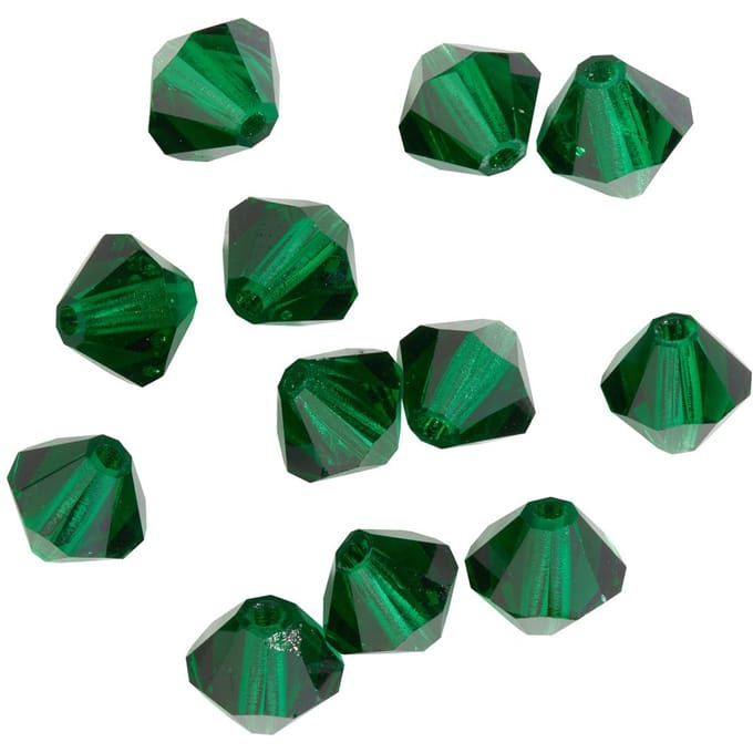 Glas geslepen glitterkralen, 6 mm - Emerald