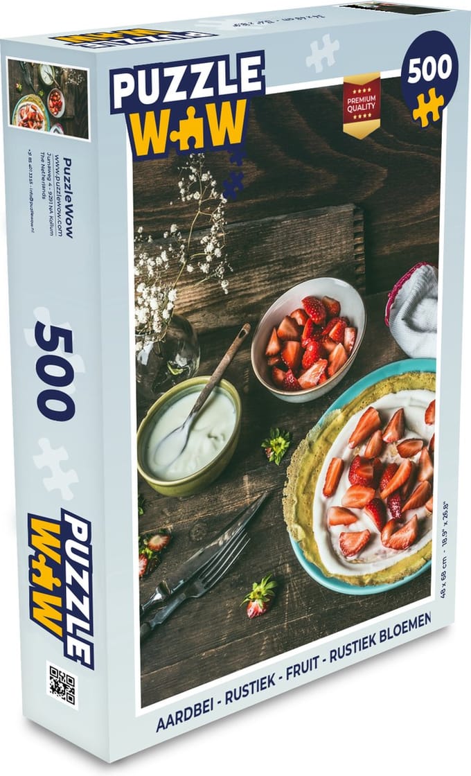 Puzzel Aardbei - Rustiek - Fruit - Rustiek Bloemen - Legpuzzel - Puzzel 500 stukjes