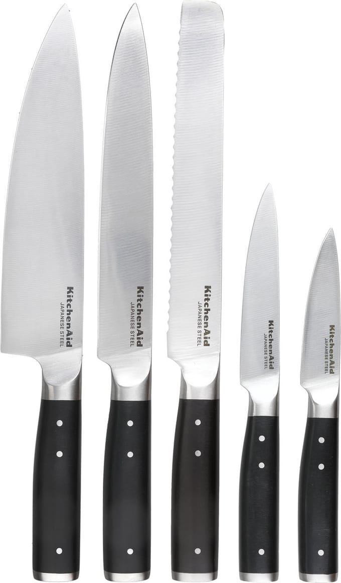 Messenset, 6-delig - Hoogwaardig Japans RVS - Berkenhouten Blok - KitchenAid