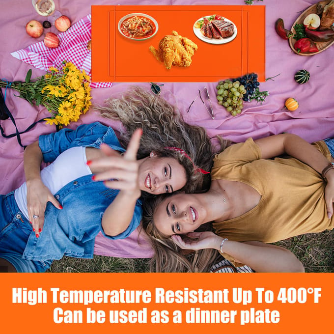 Tapis de plaque de cuisson de 36 pouces, Compatible avec les accessoires de plaque de cuisson Blackstone, en Silicone de qualité alimentaire, robuste orange