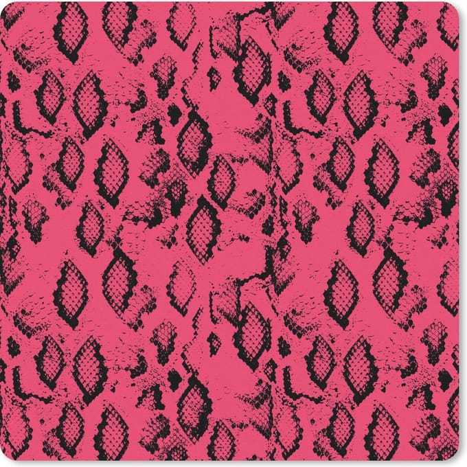 Muismat 20x20 cm - Mousepad Slangenprint - Dieren - Roze - Muismatten