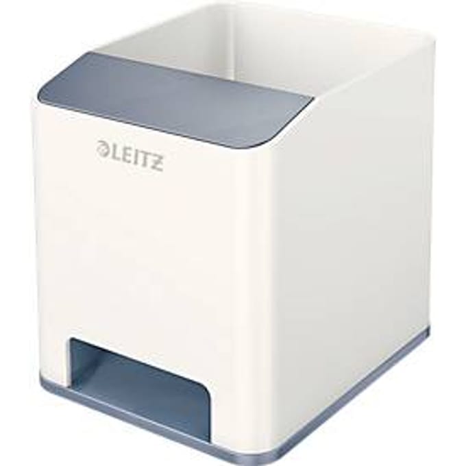 Pennenhouder Leitz WOW Sound, 1 vak, smartphonevak met geluidsversterking, wit/grijs