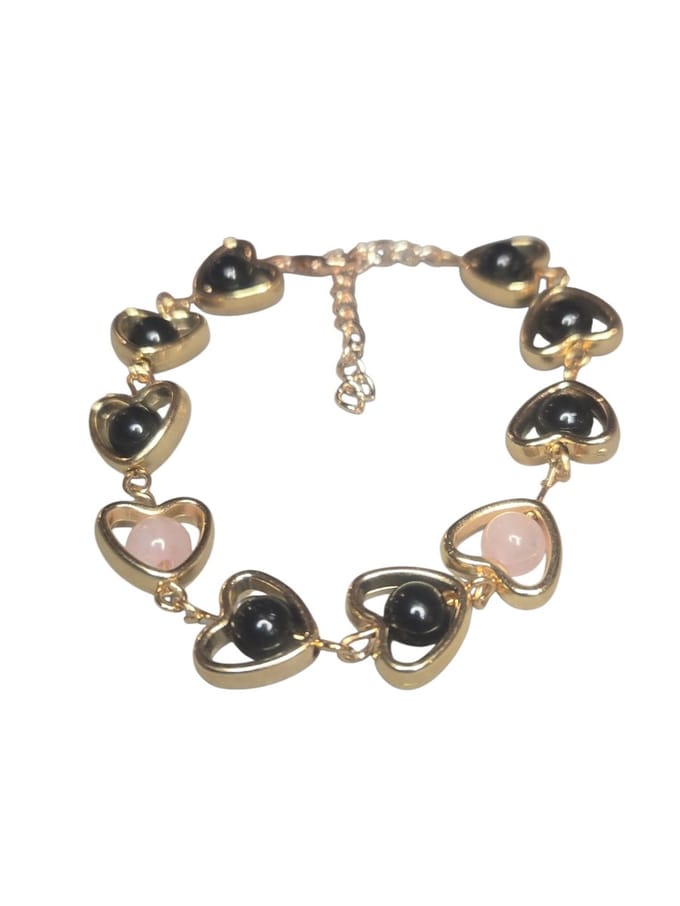 rozenkwarts met zwarte toermalijn armband.