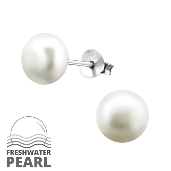 Montebello Oorbellen Pearl 7 - 925 Zilver E-Coating - Parel - ∅7mm