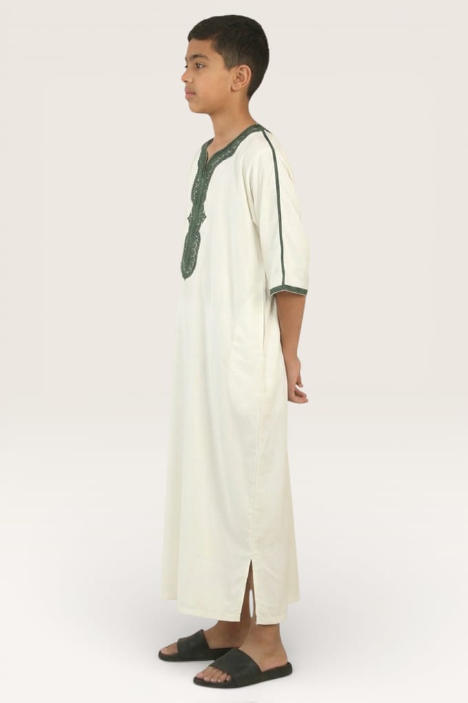Kinderen jongens witte Marokkaanse Thobe gewaad Djellaba Gandoura Eid Jubba-K-GG008