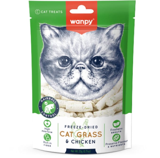 Wanpy - Snacks met Kattengras & Kip - Gevriesdroogd