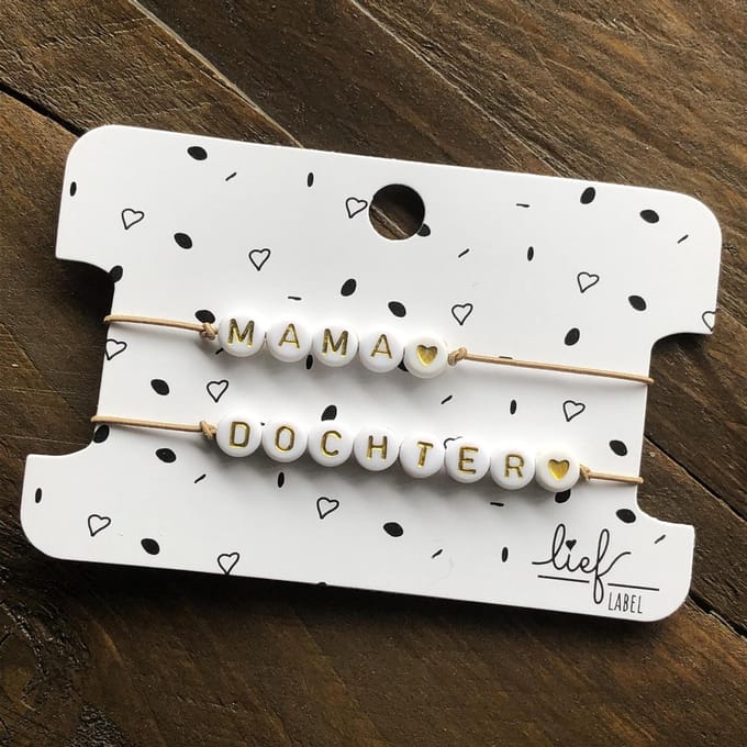 Armbandjes beige Mama & Dochter