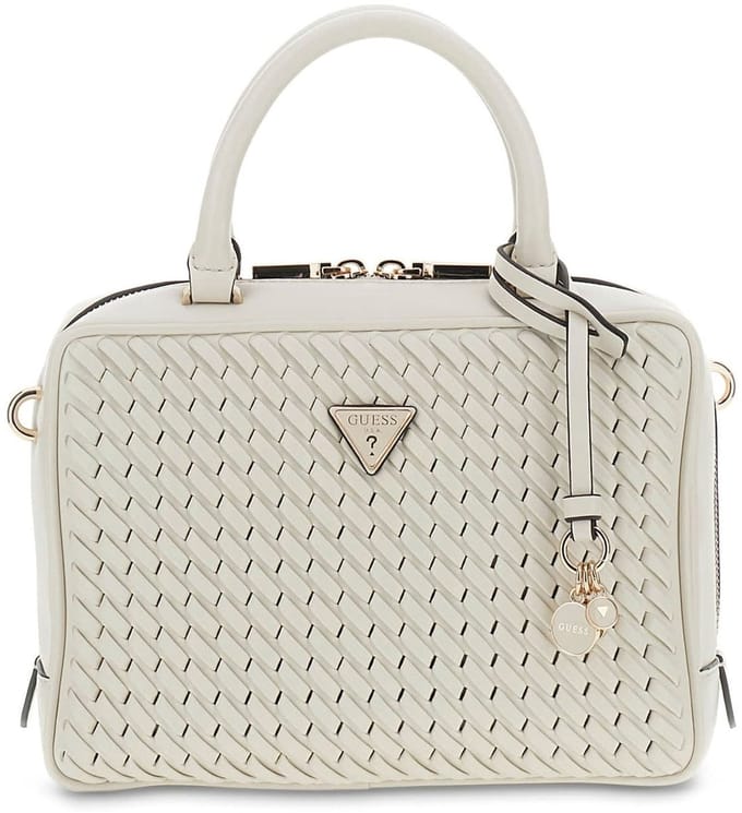 GUESS handtas schoudertas Kora Box Satchel Cream White crème