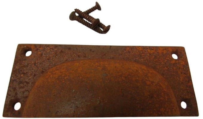 Small Rectangular Cup Handle Rust on Iron