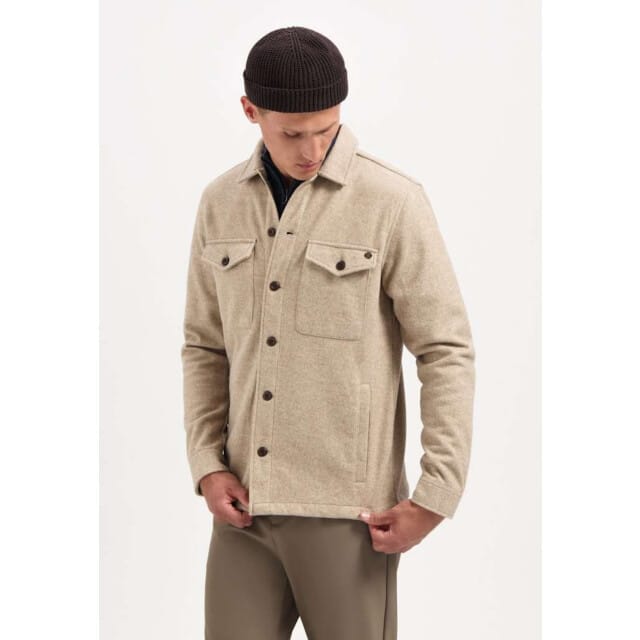 No Excess Overshirt Button Closure Melange Khaki Größe: S | Jacken Outlet | Herren | Braun