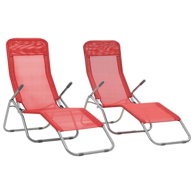 vidaXL - Ligbedden - inklapbaar - 2 - st - textileen - rood