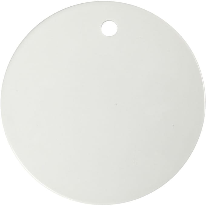 Label porselein, d 15 cm, dikte 0,5 cm, wit, 1 stuk