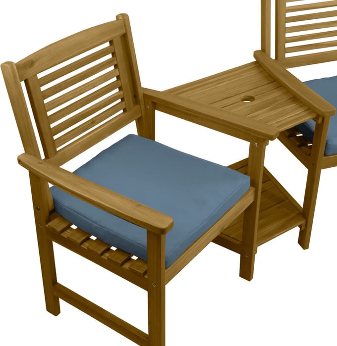 Buiten loveseat met kussens - bruin/grijs - 164cm - parasolgat