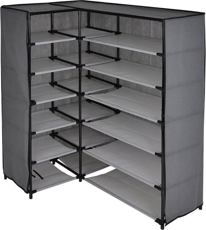 CALICOSY - Hoekschoenkast in behang en metaal H107 cm