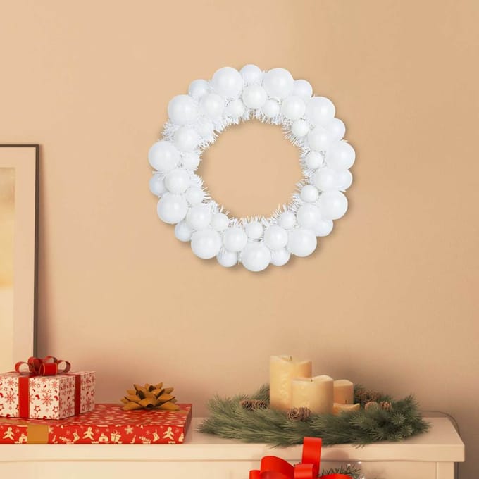 vidaXL - Kerstbal - Kransen - 2 - st - Wit - 33 - x - 33 - x - 7 - cm - Polystyreen