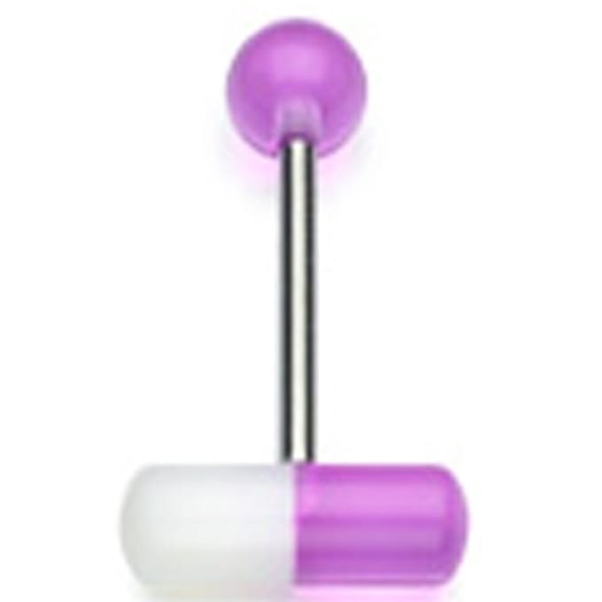Tongpiercing UV pill 1.6x16 - paars - LMPiercings