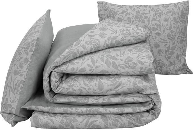 De Witte Lietaer Dekbedovertrek Lea Grey - Lits Jumeaux - 240 x 220 cm - Flanel