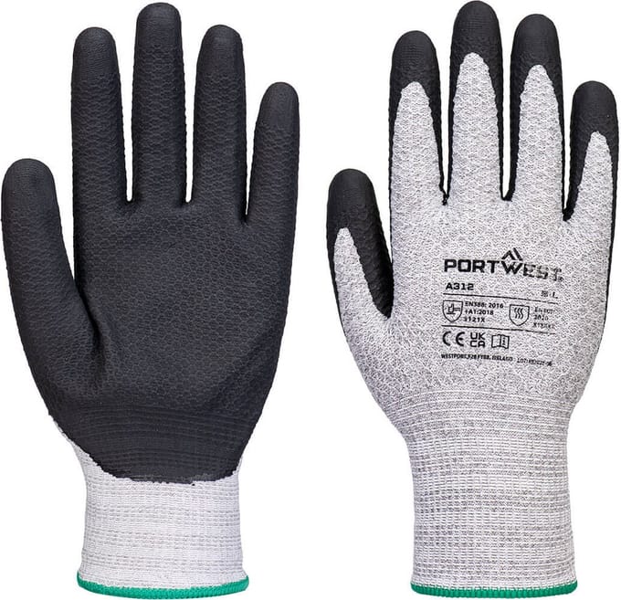Portwest Grip 13 Nitril Diamond Gebreide Handschoen (Pk12) - Grijs/zwart - S