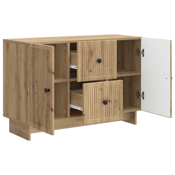vidaXL - Dressoir - Artisanaal - eiken - 89 - x - 34,5 - x - 60 - cm - Bewerkt - hout