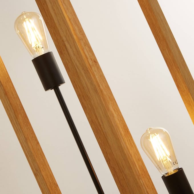 Searchlight Vierkante vloerlamp van bamboe