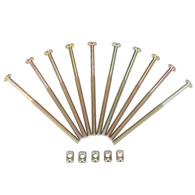 10 STUKS M6 Koolstofstaal 120mm Meubelbouten Met 6mm Cilindermoeren Connector Bevestigingsmiddel