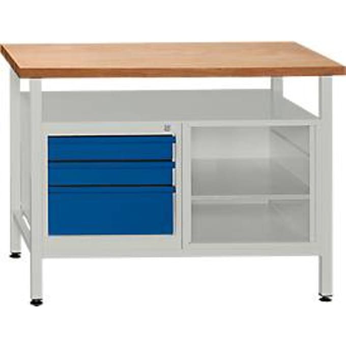 Werkbank met 1 legbord en 3 schuifladen
