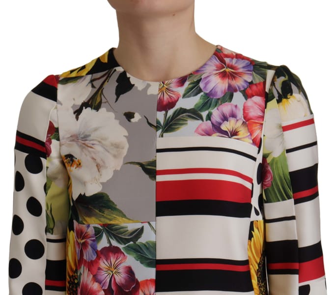 Bloemenpatchwork Mini-jurk Multicolor