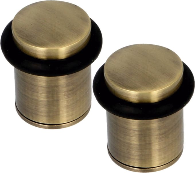 AMIG Deurstopper/deurbuffer - 2x - D32mm - inclusief schroeven - geborsteld nikkel