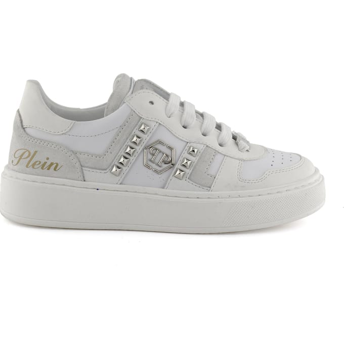 Mix Materials Low-Top Sneakers With Studs