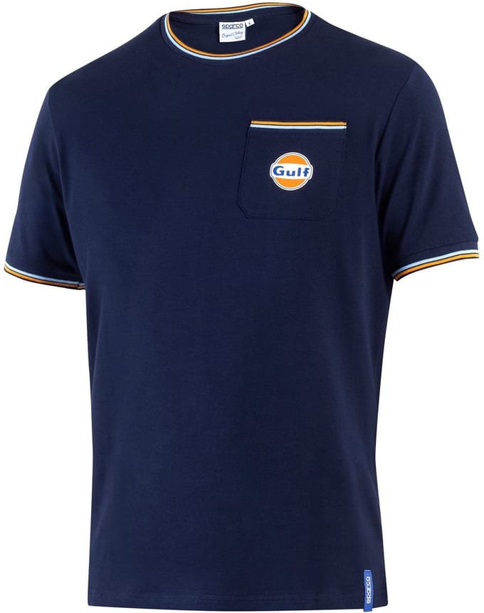 Sparco Gulf Gulf Pocket T-Shirt - Wit/Marineblauw
