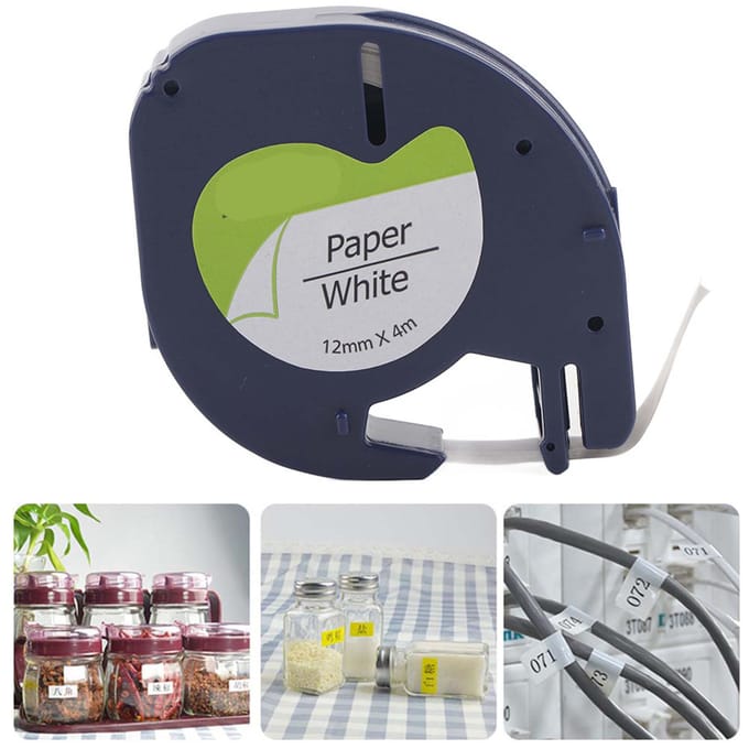 Labeltape Harslint Slijtvast Zwart-op-Wit voor DYMO LT Labelprinter white