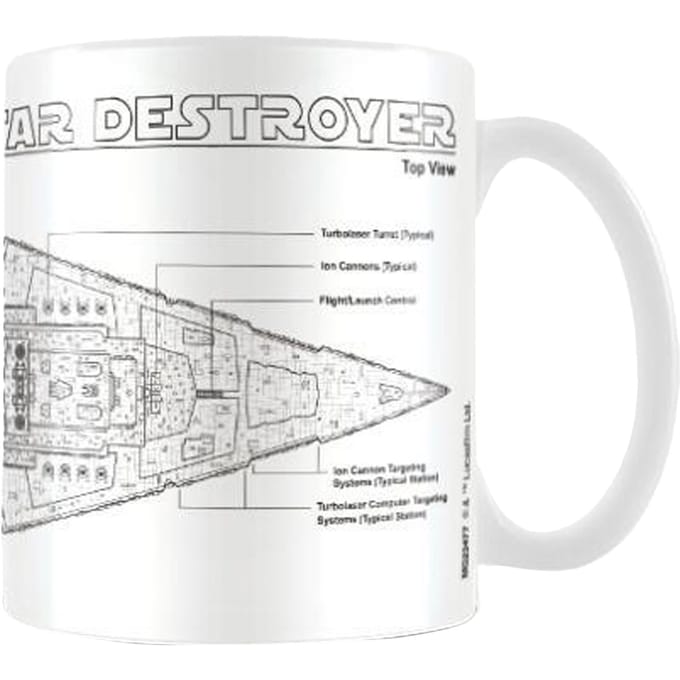 Star Wars Star Destroyer schets mok (Wit/zwart)