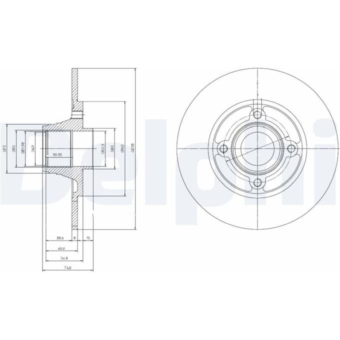 Remschijf DELPHI BG9033RS achter, volledig, 1 Stuk