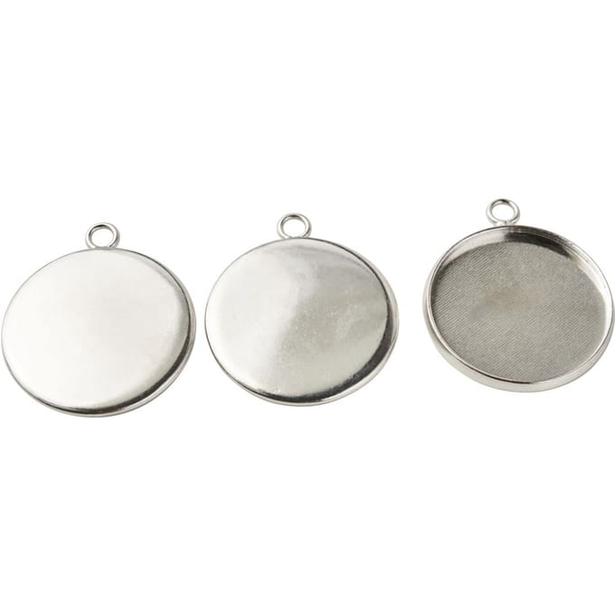 Hanger with 1 eye, Round, 20mm Top, Platinum